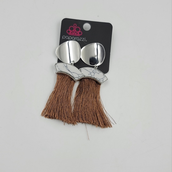 Paparazzi Insta Inca Brown Post Earrings - Picture 5 of 5